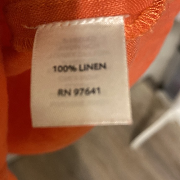 J. Jill 100% Linen Long Sleeve Button Down Tunic in Coral Orange - Picture 7 of 11
